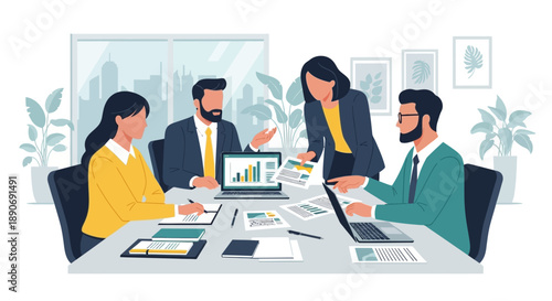 Business Professionals Discussing Project Around Table.