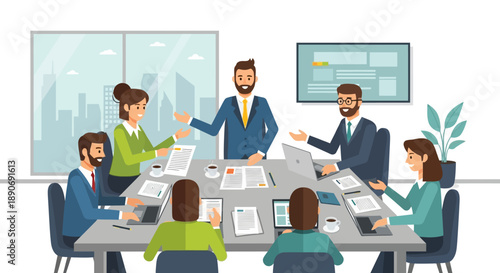 Business Team Meeting in Modern Office.