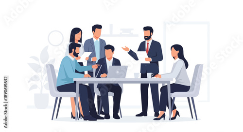 Business Professionals Discussing Project Around Table.