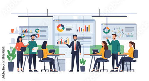 Team of Professionals Working Together in Office.