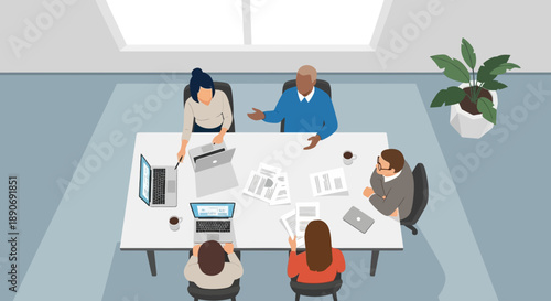 Group of Business People Meeting Around Table.