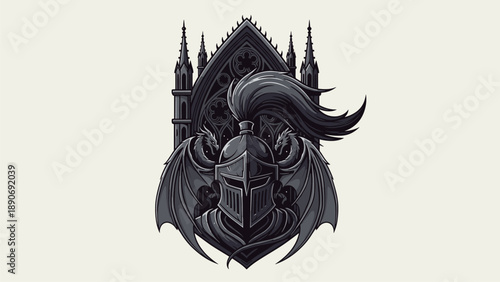 Gothic Knight Emblem: Dark Fantasy Illustration