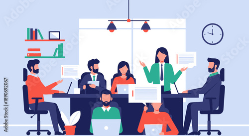 Business Professionals in Meeting Discussing Ideas.