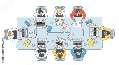 Business Meeting with Colleagues around Table.