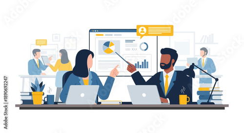 Business Professionals Working Together on Project.