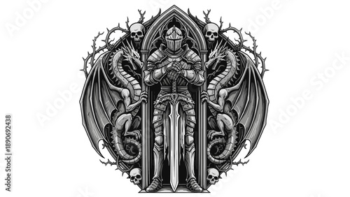 Knight with Dragons Illustration