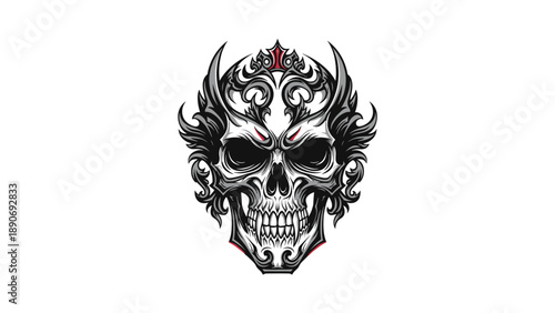 Ornate Skull Illustration: Fantasy, Gothic, and Decorative