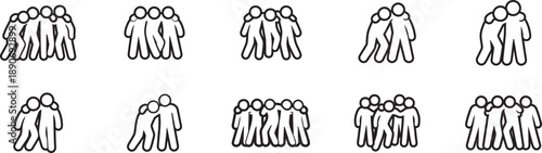 Friendship and Teamwork Stick Figure Icons Collection