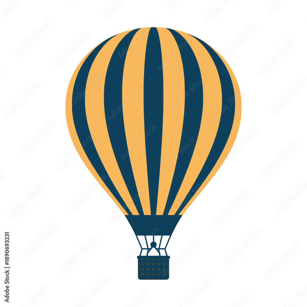 Obraz premium Colorful hot air balloon illustration with alternating stripes on transparent background
