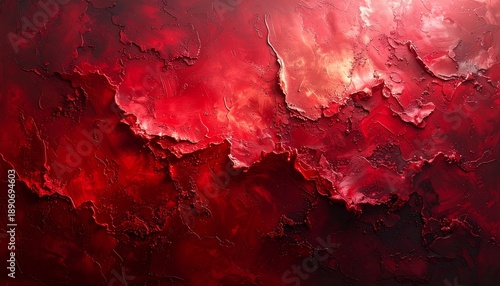 Vibrant Red Abstract Cloudscape - A Dramatic and Intense Artistic Expression.