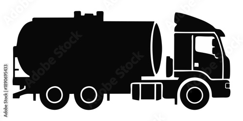 Black silhouette of a fuel tanker truck viewed from the side
