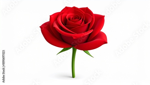 Vibrant Red Rose in Full Bloom - A Symbol of Love and Beauty, Isolated on White Background.