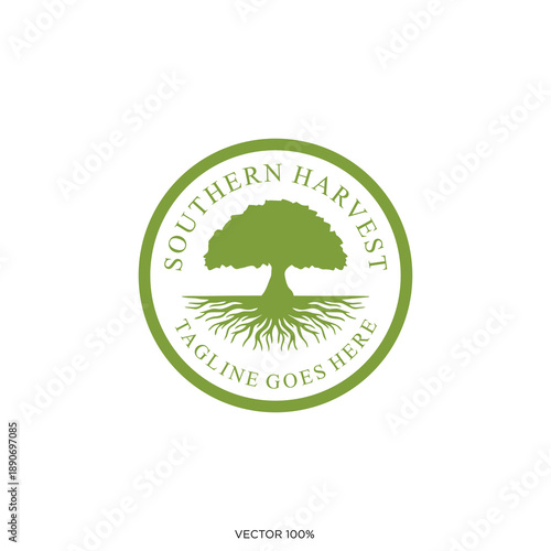 Southern Harvest Tree and Roots Logo Badge