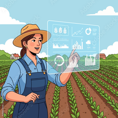 Farmer uses futuristic interface in agricultural field