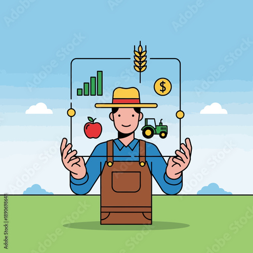 Farmer using futuristic technology for modern agriculture, growth, and profit