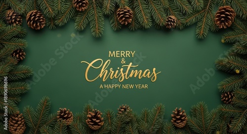 Christmas Pine Border Greeting