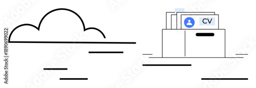 Cloud storage concept. Cloud storage enables secure CV file management and streamlined recruitment processes. Cloud storage facilitates efficient document access for HR, hiring, and career