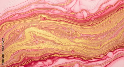 Pink Gold Abstract Liquid Swirl