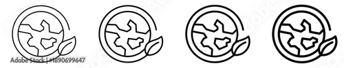 Globe With Leaves  Icon Set Different Style Collection
