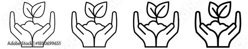 Hand Holding Plant  Icon Set Different Style Collection
