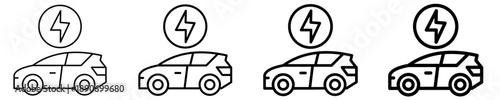 Electric Car  Icon Set Different Style Collection
