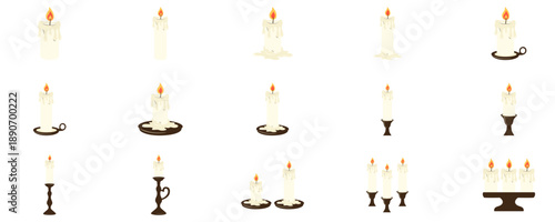 Burning candle illustration set