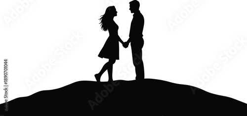 Romantic couple silhouette holding hands, love connection, emotional bond, relationship moment, intimacy, togetherness, unity, affection, partnership, timeless romance