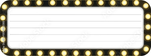 Fotografie A bright marquee sign surrounded by glowing yellow bulbs, theater entrance, nigh