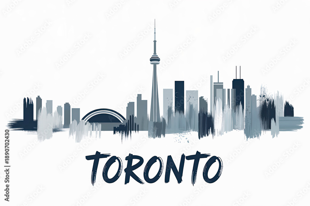 Naklejka premium Abstract Brushstroke Art of Toronto City Skyline with Text