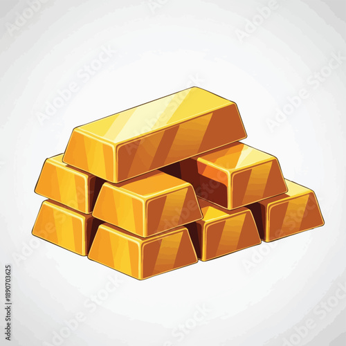 Stack of Shiny Gold Bars (Ingots) Isolated on White Background. Financial Success, Wealth Management, and Precious Metal Investment Concept.