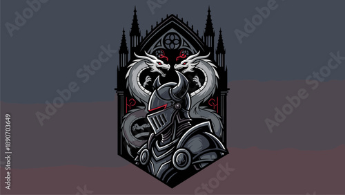 Knight with Dragons: Gothic Fantasy Art