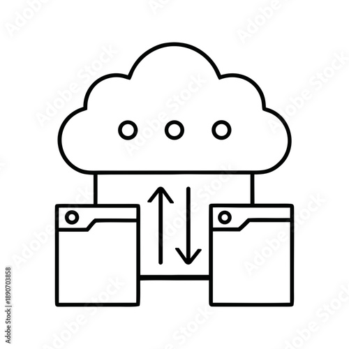 Cloud Computing  Icon Vector Illustration – Cloud Data Storage, Online Server, Backup and Digital Infrastructure Symbol
