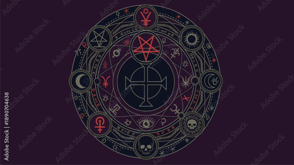 Fototapeta premium Occult Symbolism: Intricate Esoteric Design with Mystical Elements