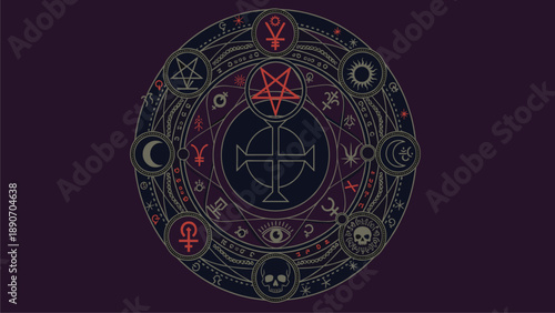 Occult Symbolism: Intricate Esoteric Design with Mystical Elements