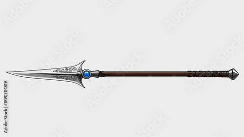 Ornate Spear Illustration - Fantasy Weapon on White Background