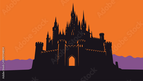 Fantasy Castle Silhouette: Magical Kingdom, Fairytale Architecture