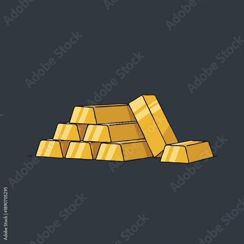 Stack of Gold Bars Illustration. Simple Cartoon Style Pile of Ingots Representing Wealth, Finance, and Precious Metal Investment.