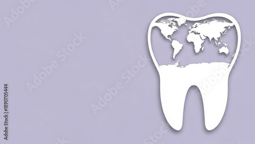 Conceptual illustration depicting the global reach and interconnectedness of dental health, symbolizing worldwide oral care initiatives, education, and access to services for a healthier planet