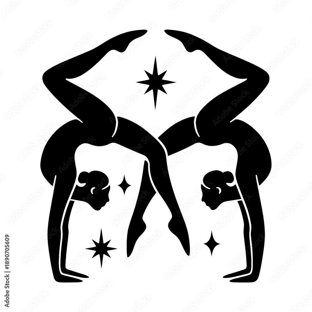 Fototapeta premium PNG Symmetrical yoga silhouette art