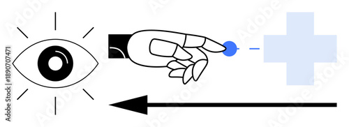 Vision concept. Eye and robotic hand showing future technology in healthcare and medicine. Vision focused on medical innovation, artificial intelligence, and precision healthcare. Ideal
