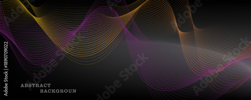 Abstract glowing wave lines on dark blue background. Dynamic wave pattern. Modern flowing wavy lines. Futuristic technology concept. Suit for banner, poster, cover, brochure, flyer, website