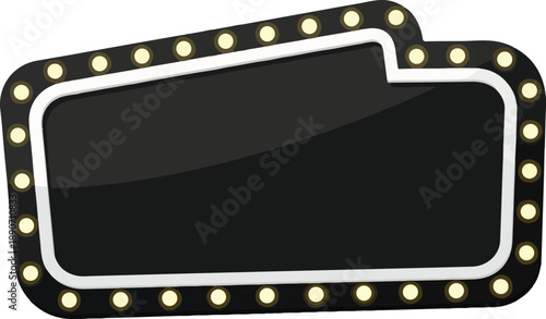Overlapping black rectangular frames with white border and yellow lights around the edges viewed from a straight angle