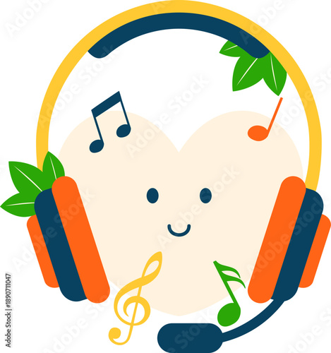 Musical Heart Mascot Illustration