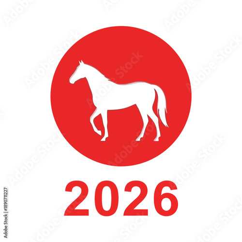2026 Year of the Horse Chinese Zodiac Icon Symbol Graphic Illustration