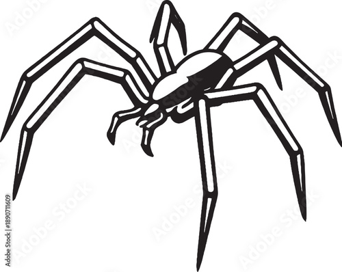 Sea Spider Black and White 3D Lite Line Art Illustration
