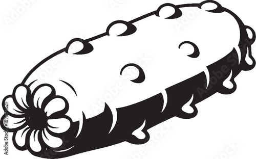 Sea Cucumber Black and White 3D Lite Line Art Illustration