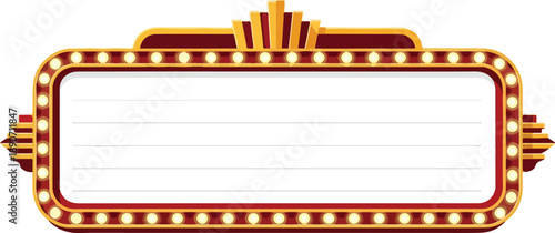 Vintage cinema marquee illuminated at dusk with bright lights and classic film title display