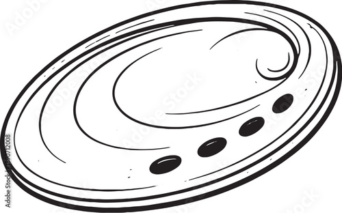 Abalone Shell Black and White 3D Line Art Illustration EPS SVG Trace Friendly