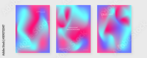 Artistic cool cyan and magenta liquid mesh gradient posters with smooth dreamy color transitions