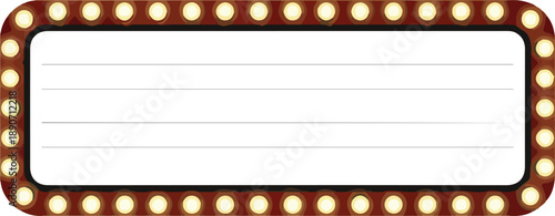 A rectangular marquee sign with lights, blank and ready for display, viewed from the front.
